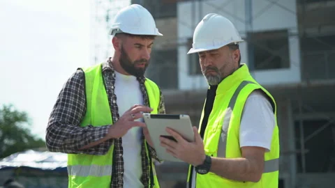Team of Construction workers Senior architect or civil engineer and foreman.. Stock Footage 262159285