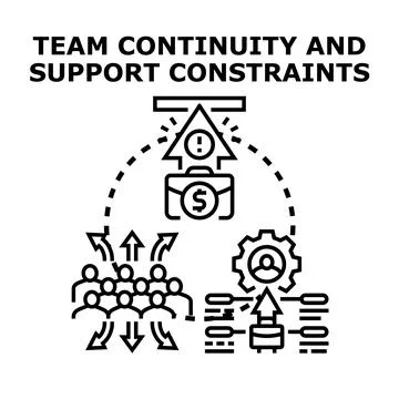 Team continuity and support constraints controlling business progress Stock Illustration