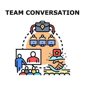 Team conversation uniting remote and in person collaboration Stock Illustration