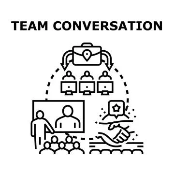 Team conversation uniting remote and in person collaboration Stock Illustration
