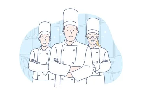 Team, cooking, restaurant concept Stock Illustration