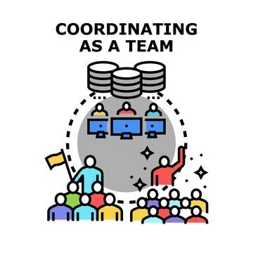 Team coordinating strategy for project management and database administration Illustrazione stock
