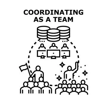 Team coordinating strategy for project management and database administration Stock Illustration