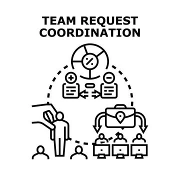 Team coordinating tasks and managing requests workflow 스톡 일러스트