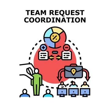Team coordinating tasks and managing requests workflow Stock Illustration
