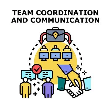 Team coordination and communication in business strategy Stock Illustration