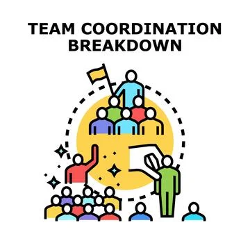 Team coordination breakdown causing conflict and disorganization Stock Illustration