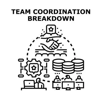 Team coordination breakdown concept illustration with business process Stockillustratie