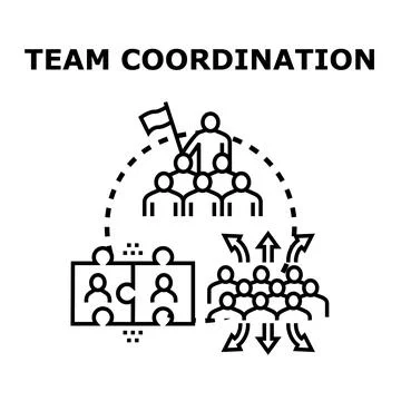 Team coordination concept combining strategy, collaboration, and management Stock Illustration