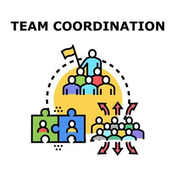 Team coordination concept combining strategy, collaboration, and management Stock Illustration