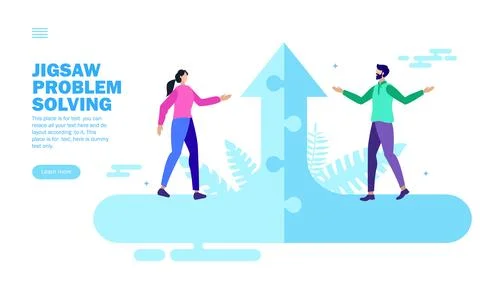 Team creating up path with jigsaw Illustrazione stock