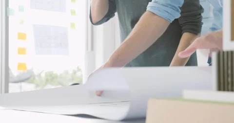 Team of creative architects working together in a architect studio. Stock Footage 91911230