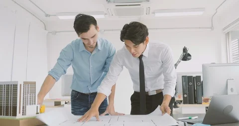 Team of creative architects working together in a architect studio. Video stock 91920511