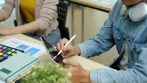 Team of creative designer working on app design and user interface, developing Video stock 245177940