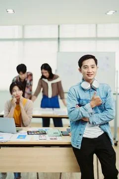 Team of Creative Web, Graphic Designer planning, drawing website ux ui app .. Stock Photos