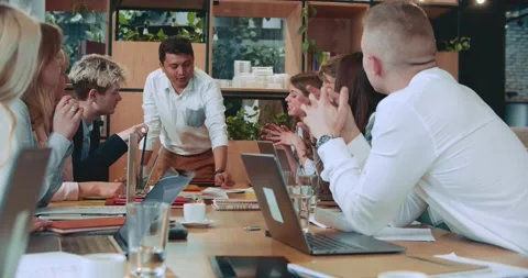 Team of creative young start up business people work together at office table 스톡 동영상 187234569