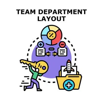 Team department layout visualizing business organization success Stock Illustration