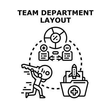Team department layout visualizing business organization success Stock Illustration