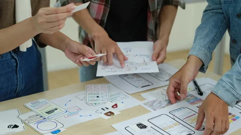 Team of developer planning application development framework at design studio Stock Footage 245413198