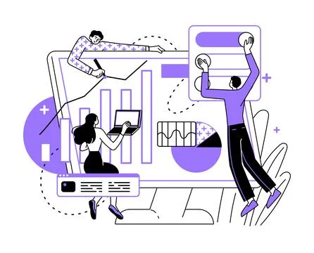 Team of developers are working on a business task Stock Illustration