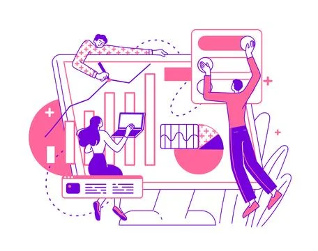 Team of developers are working on a business task Stock Illustration