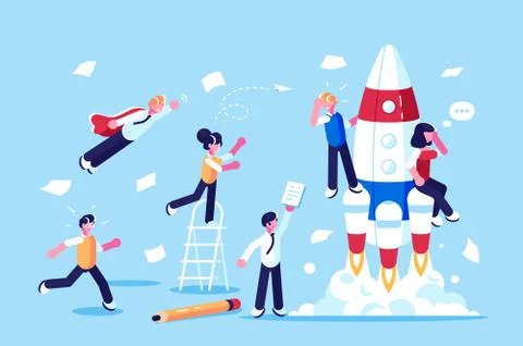 Team of developers beginning new startup Stock Illustration