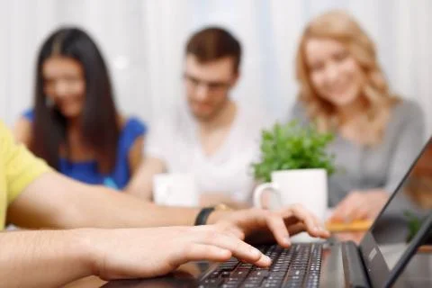 Team of developers making notes and discussing the project Stock Photos