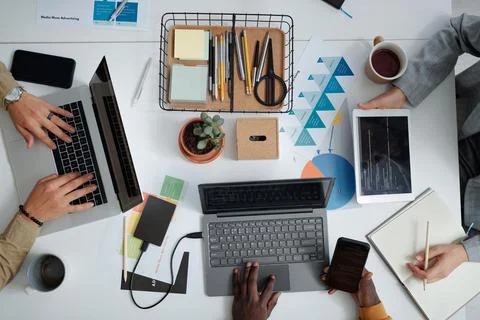 Team of developers working with computers at office 스톡 사진
