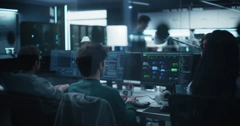 Team of Developers Working in Research Laboratory Stock Footage 233878544