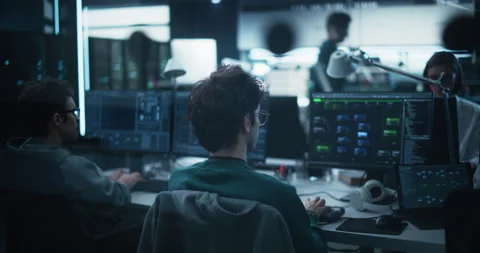 Team of Developers Working in Research Laboratory Video stock 233878589