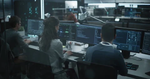 Team of Developers Working in Research Office Video stock 234601696