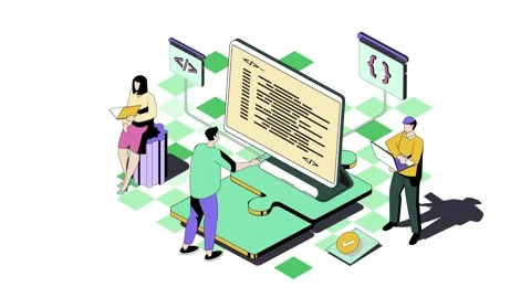 Team of developers working on a software project together. 스톡 동영상 318346088