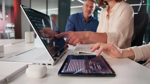 Team Developing Code On Laptop And Tablets Stock Footage 318748988