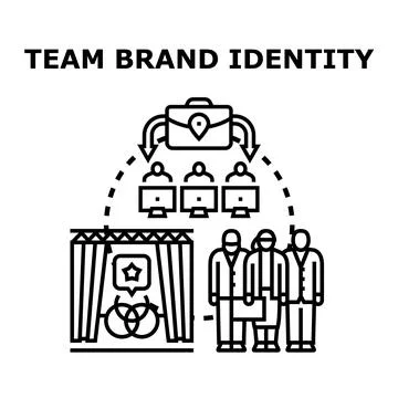 Team developing corporate brand identity strategy presentation Illustrazione stock