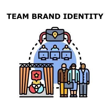 Team developing corporate brand identity strategy presentation Stock Illustration
