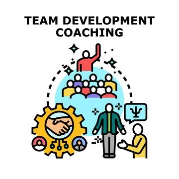 Team development coaching concept building successful business strategy Ilustración de archivo