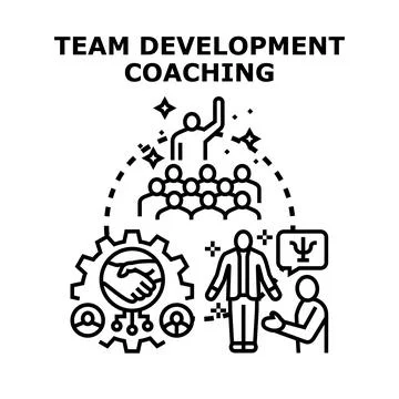 Team development coaching concept building successful business strategy Ilustración de archivo