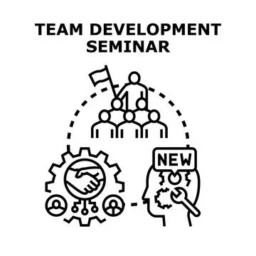 Team development seminar strategy improving corporate performance Stock Illustration