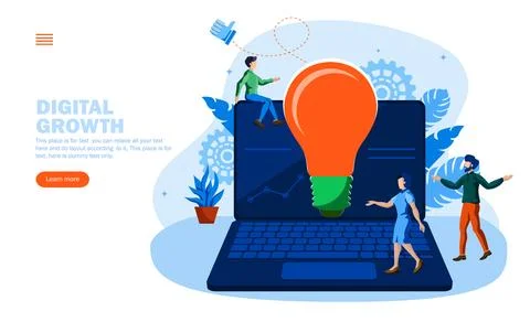 Team with digital software growth idea vector illustration concept Stock Illustration