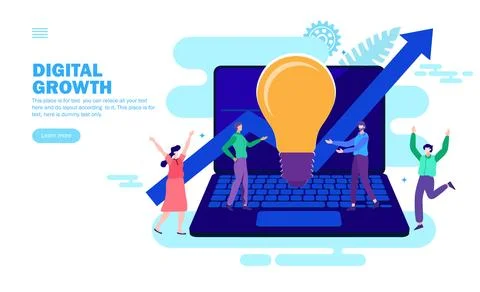 Team with digital software growth idea Ilustração Stock