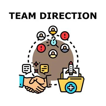 Team direction concept with collaboration and project launch Stock Illustration