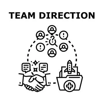 Team direction concept with collaboration and project launch Stock Illustration