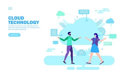 Team discussing about cloud technology Illustrazione stock