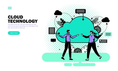 Team discussing about cloud technology Stock Illustration