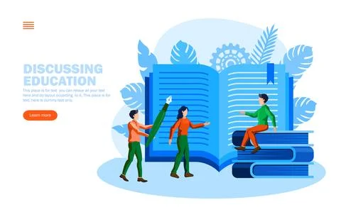 Team discussing about education vector illustration Illustrazione stock