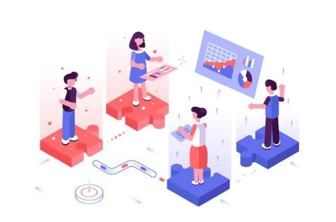 Team discussing new project Stock Illustration