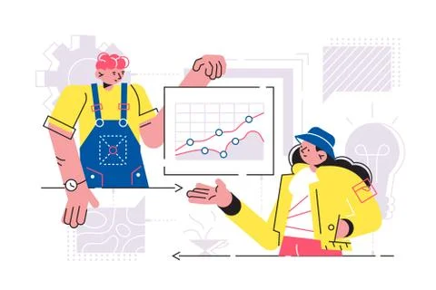 Team discussing new project Stock Illustration