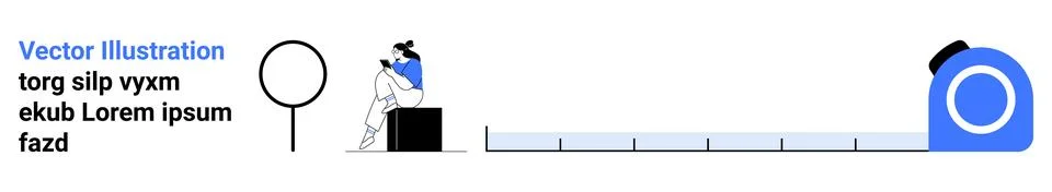 Team discussing strategy using a visual tool, measuring progress on a path. I Stock Illustration