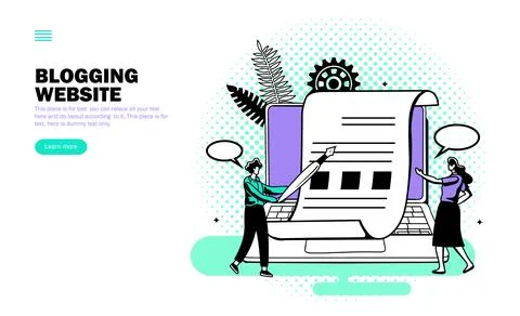 Team discussing writting, blogging vector Stock Illustration