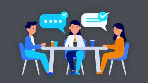Team Discussion Animation with Speech Bubbles Stock Footage 339168670